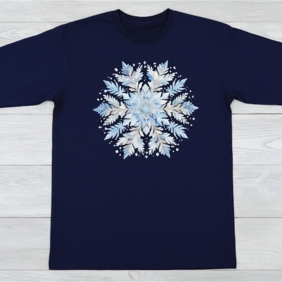 Winter Snowflake Long Sleeve Shirt • Blue Snowflake Graphic Tee • Holiday Winter - Picture 9 of 12
